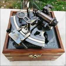 Collectible Antique Nautical Brass Working German Marine Sextant w/ Wooden Box picture