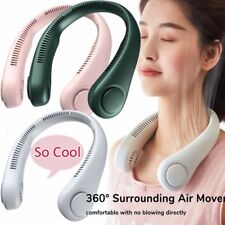 Portable USB Rechargeable Neckband Lazy Neck Hanging Dual Cooling Mini Fan USA picture