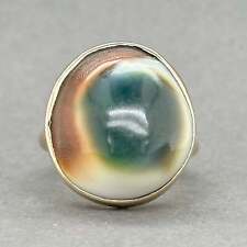 Estate Victorian 14K Yellow Gold 22.16ct Operculum Shell Cocktail Ring picture