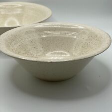 Vintage Homer Laughlin Set/2 Country Sage Oatmeal Bowls 2-1/2 Ring Beige Specks picture
