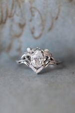 Pear Cut Simulated Diamond Antique Vintage Wedding Ring In 14k White Gold Plated picture