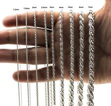 Italian Solid Sterling Silver Rope Link Chain Necklace 925 Silver Chain UNISEX picture