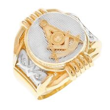 10k or 14k Two Tone Real Gold Past Master Freemason Masonic Round Mans Ring picture