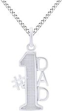 Number one #1 DAD Cham Pendant Necklace 925 Sterling Silver 18