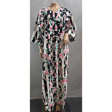 Anthony Richards VTG Kaftan House Dress Women L Floral Rose Striped Print Zip picture