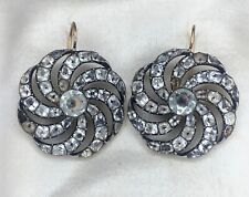 Vintage Antique Round Cut Cubic Zirconia Dangle Earrings Sterling Silver 925 picture