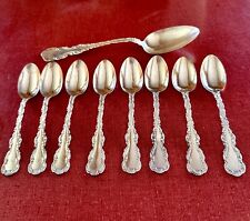 8 antique 1895 Gorham Louis IV Sterling Silver Teaspoons + Serving Spoon Estate picture
