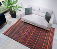 4x7 Vintage Handmade Oriental Striped Purple Wool Kilim Area Rug Classic Carpet  picture