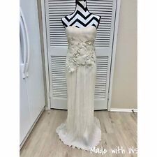 Elizabeth Fillmore Ivory Sheath Wedding Dress Size 8 picture