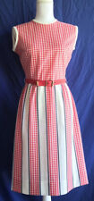 Vintage 70’s Dress MOD GoGo Red White Houndstooth Knit Short Sleeveless Small picture