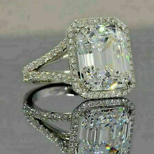 3Ct Emerald Lab-Created Diamond Engagement Wedding Ring 14K White Gold Finish picture