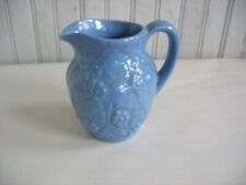 VTG Uhl Pottery  Stoneware Grapes & Leaves blue glaze 183 milk pitcher 4 1/2