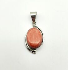 Vintage Taxco Mexico Sterling Silver Pink Coral Inlay Modernist MCM Pendant picture
