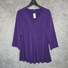Lane Bryant Top Womens Plus 22/24 Purple V-Neck Long Sleeve Blouse Stretch picture