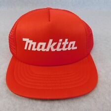 Vintage Makita Hat Cap Snap Back Trucker Mesh Red 80s 90s Power Tool Graphic picture