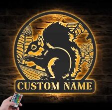 Custom Squirrel Metal Wall Art LED Light, Personalized Squirrel Lover Name Sign picture