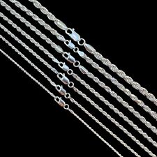 Men's Women's Real Solid 925 Sterling Silver Rope Chain 1.5-5mm 16