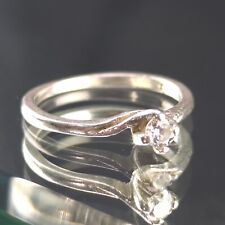 Vintage 925 Sterling Silver 1/4 CT .25 Solitaire Diamond Engagement Ring - S 7.5 picture