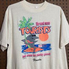 Vintage 80s Florida Tourist Shark T-shirt Large Single Stitch 1980s Funny Joke picture