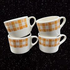 SHENANGO CHINA NEW CASTLE Mug Set Ceramic USA Yellow White 2.5”T 3.25”W Set 4 picture