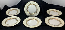 6 Minton Golden Symphony Salad Plates White with Gold Rim & Leaves 8” picture