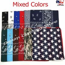 Lot Of 12 Mixed Bandana 100% Cotton Paisley Face Mask Head Wrap Wholesale in USA picture