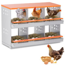 Chicken Nesting Box Hen Laying Nest Boxes 6 Hole Rollout Egg Collection Metal picture