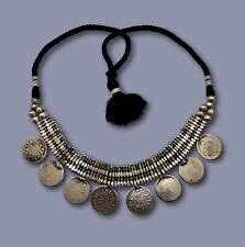 Early 20thC Indian Solid Silver Sliver Coin Necklace With  1918 Silver Rupees  picture