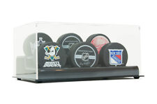 SAF-T-GARD NEW SIX 6 NHL HOCKEY PUCKS DELUXE ACRYLIC DISPLAY CASE HOLDER AD42 picture