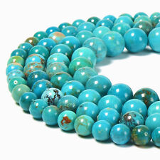 Natural Genuine Blue Turquoise Smooth Round Beads 4mm 6mm 8mm 10mm 15.5