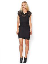 NWT Helmut Lang Slip Dress Black Puckered Lace Overlay Asymmetrical Draped P XS picture