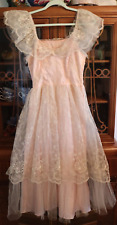 Vintage 1950's Pink Tulle Net Lace Cupcake Prom Party Dress XS picture
