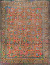 Vintage Orange Floral Tebriz Room Size Rug 10x12 Hand-made Traditional Wool Rug picture