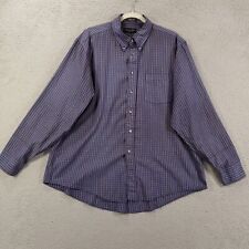 Christian Dior Shirt Mens 17.5 34 35 Blue Plaid Button Up USA Made Lightweight picture