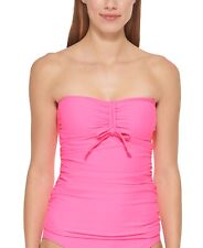 MSRP $88 Dkny Bandeau Bow Tankini Top Womens Swimsuit Pink Size XS picture