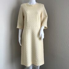Vintage 1950s Adrian Tabin Women Dress Size 16 Ivory Crochet Overlay Mohair Wool picture