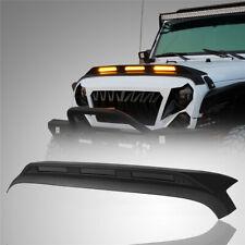 Hood Protector Stone Guard w/Amber Lights Plastic Fit Jeep Wrangler JK 2007-2018 picture