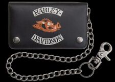 HARLEY DAVIDSON Hog-Wild Biker Wallet with Chain Black Leather picture