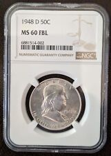 1948-D 50C Franklin  Silver Half Dollar NGC MS60 w/ Full Bell Lines picture