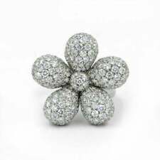 Stunning Solid 925 Pure Silver White Round Cubic Zirconia Garavelli Flower Ring picture