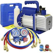 1/4HP Air Vacuum Pump 3,5 CFM Combo A/C Manifold Gauge R134A R410a R22 Kit Set  picture