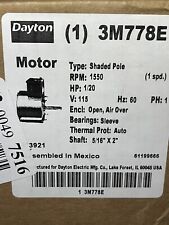 Dayton 3M778E Fan / Blower Motor, 1/20 HP 1550 RPM 115V AC, 5/16