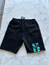 OFF-WHITE OW LOGO SWEAT SHORTS BLACK SIZE MED 100% AUTHENTIC Kanye Virgil Abloh picture
