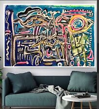 ABSTRACT ART ON CANVAS Original Acrylic Painting SIGNED BY REED W BENSON 57x37 picture
