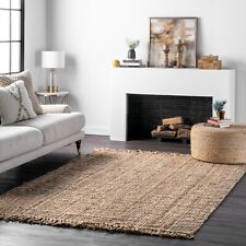 nuLOOM Hand Made Chunky Loop Natural Jute Area Rug in Tan Color picture