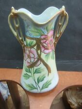 Antique Imperial Nippon Poppy Floral Handled  Vase Porcelain Gilt Gold picture