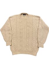 Vintage 100% Alpaca Hand Knit Cable Knit Pullover Sweater Men’s Large Cream EUC picture