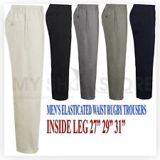 MENS RUGBY TROUSERS FULL ELASTICATED WAIST CASUAL SMART POCKET PANTS BIG PLUS picture