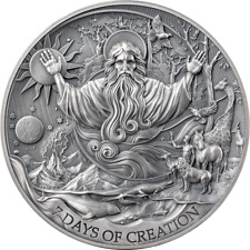 2024 Cameroon Bible Stories The Seven Days of Creation 2 oz Silver Coin picture