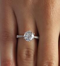 1.45 Ct Pave 6 Prong Round Cut Diamond Engagement Ring VS2 D White Gold 18k picture
